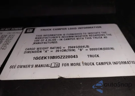 2005 Chevrolet Silverado 1500 Lt z USA, uszkodzony, nr VIN 1GCEK19B95Z228043